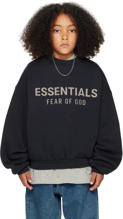 ESSENTIALS KIDS BLACK FLEECE CREWNECK SWEATSHIRT