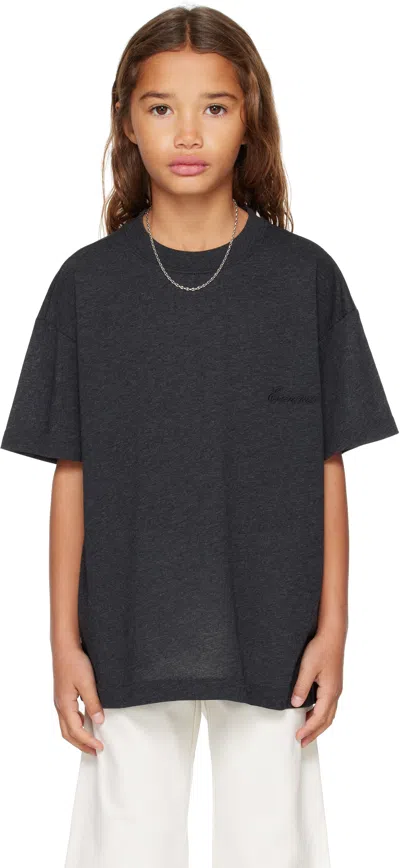 Essentials Kids Black Holiday Embroidered Essential T-shirt