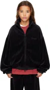 Essentials Kids Black Holiday Velour Classic Track Jacket In Black
