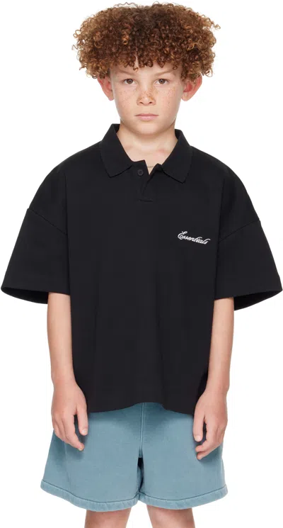 Essentials Kids Black Signature Classic Short Sleeve Polo In Multi