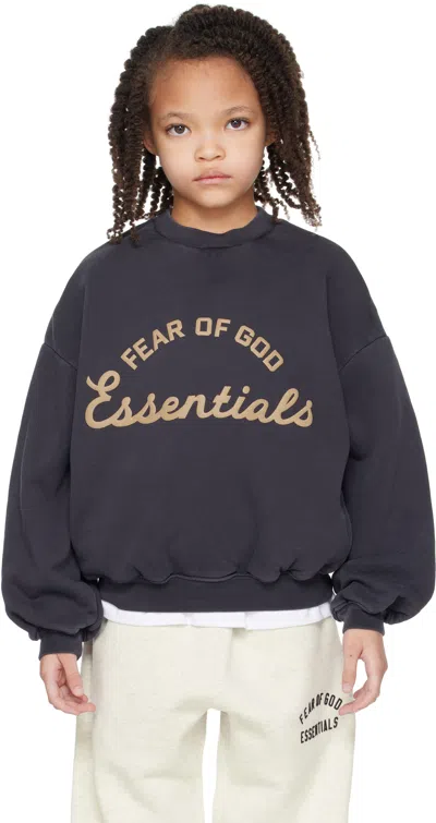 Essentials Kids Black Training 90's Crewneck Sweatshirt In Blue