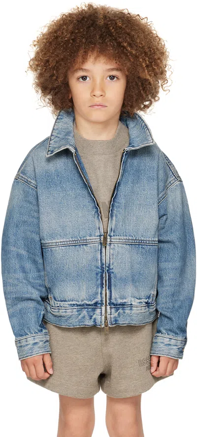 Essentials Kids Blue Faded Denim Jacket In Medium Wash