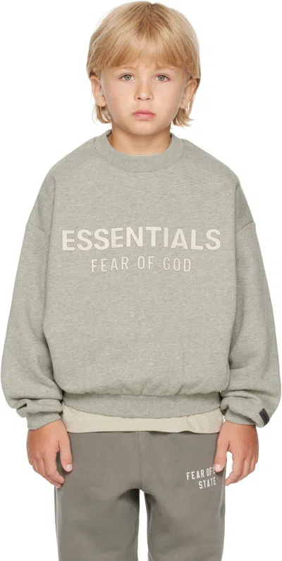 Essentials Kids Gray Fleece Crewneck Sweatshirt In Gold