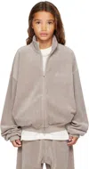 Essentials Kids Gray Holiday Velour Classic Track Jacket In Gray