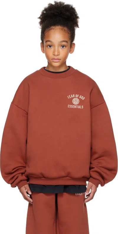 Essentials Kids Red Fleece Crewneck Sweatshirt In Crimson