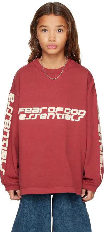 Essentials Kids Red Holiday Classic Long Sleeve T-shirt