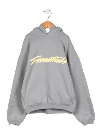 Pre-owned Essentials Kids' Solid Logo Hoodie W/tags In Grey