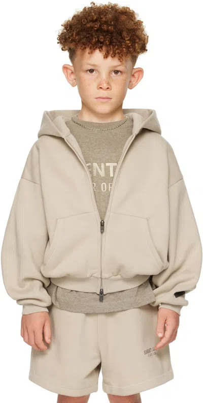 Essentials Kids Taupe Classic Fleece Zip-up Hoodie