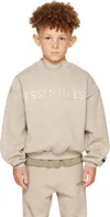Essentials Kids Taupe Fleece Crewneck Sweatshirt In Neutral
