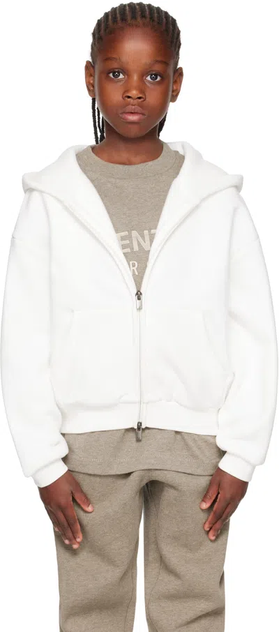 Essentials Kids White Classic Fleece Zip-up Hoodie