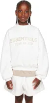 Essentials Kids White Fleece Crewneck Sweatshirt In White