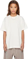 Essentials Kids White Holiday Embroidered Essential T-shirt In White