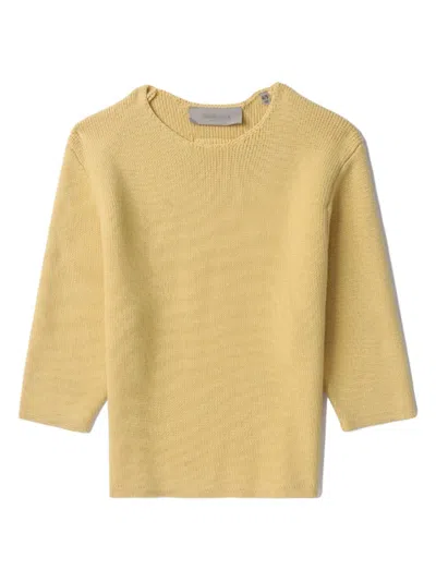Essentials Kids' Knitted Cotton-blend Jumper In Yellow