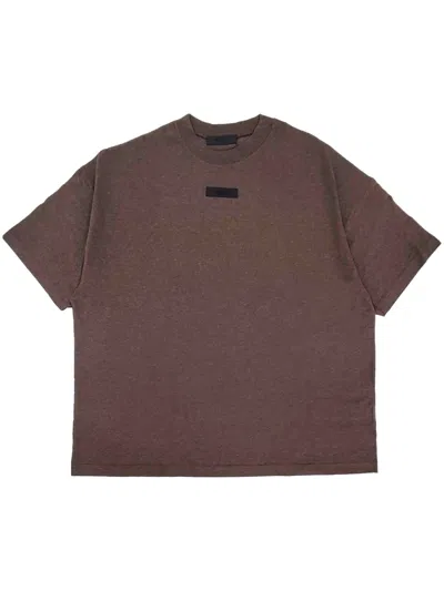 Essentials Logo-appliqué Cotton T-shirt In Brown