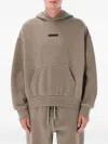 Essentials Logo-appliqué Fleece Hoodie In Brown