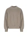 Essentials Grey Fleece Cotton Sweatshirt With Logo
