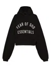 Essentials Womens Cropped Two-slip-pockets Cotton-blend Hoody Black Xs In Black