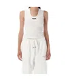 Essentials Ribbed Scoop-neck Tank Top In White