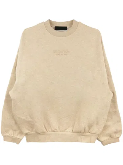 Essentials Logo-embroidered Crew-neck Sweatshirt In Neutrals