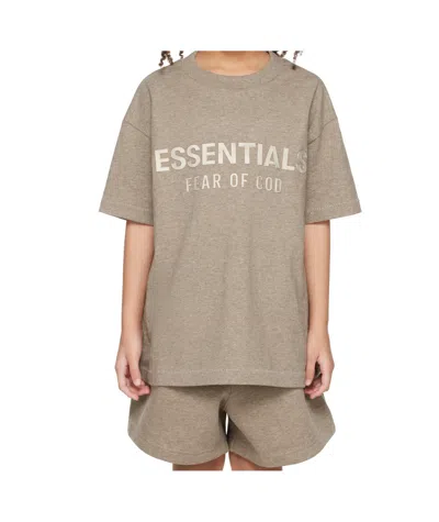 Essentials Logo-embroidered Crew Neck T-shirt In Gray