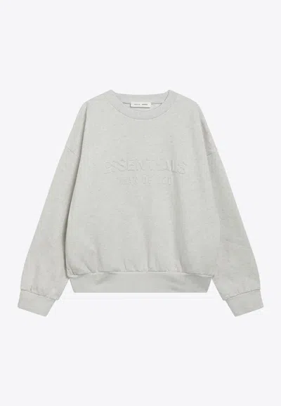 Essentials Logo-embroidered Crewneck Sweatshirt In Brown