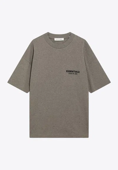 Essentials Logo-embroidered Crewneck T-shirt In Gray