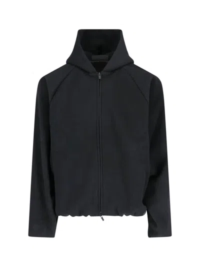 Essentials Logo Hooded Bomber Jacket In Black  