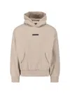 Essentials Mens Abbey Stone Classic Fleece Logo-embellished Cotton-blend Hoody Xs In Neutral