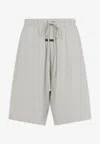 Essentials Logo-label Track Shorts In Gray