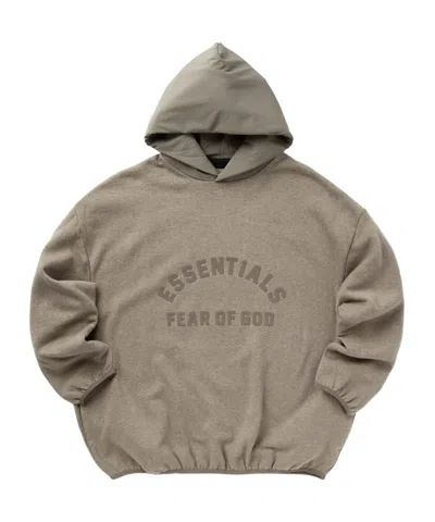 Essentials Logo Lettering Patch Panelled Hoodie In Gray
