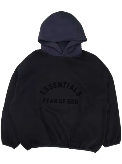 Essentials Logo Lettering Patch Panelled Hoodie In Black