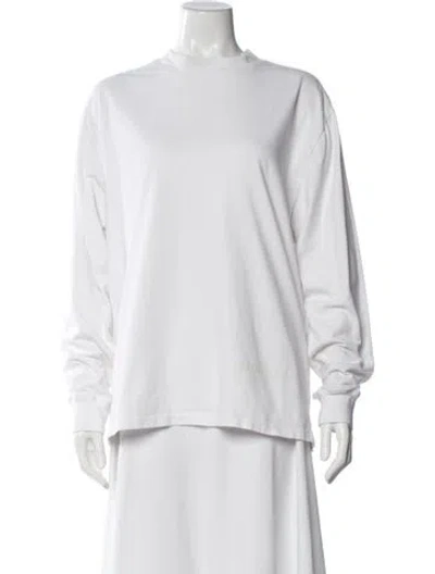 Pre-owned Essentials Logo Mock Neck T-shirt In White