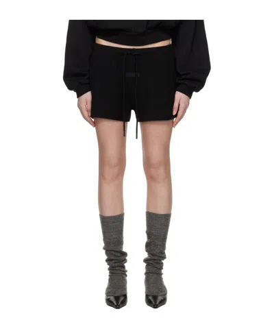 Essentials Logo-patch Cotton Track Shorts In Black