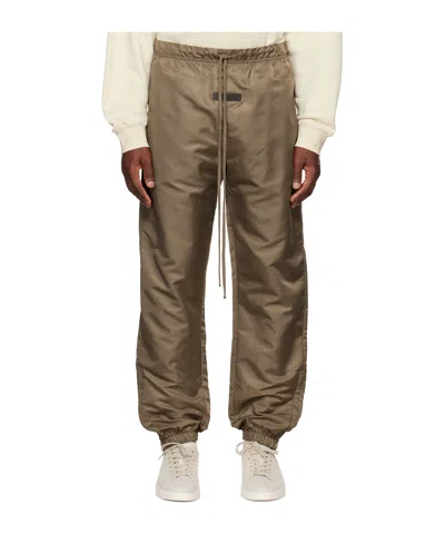Essentials Logo-patch Drawstring Trousers In Brown