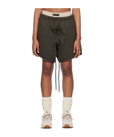 Essentials Logo-patch Drawstring-waist Track Shorts In Black