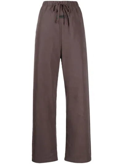 Essentials Logo-patch Drawstring-waist Trousers In Brown