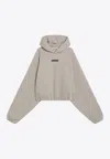 Essentials Logo Patch Hooded Cropped Sweatshirt In Sand