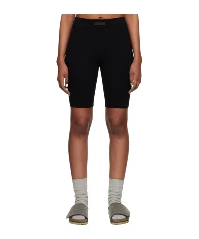 Essentials Logo-patch Ribbed Biker Shorts In Black