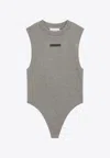 Essentials Logo Patch Ribbed Bodysuit In Gray