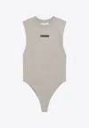 Essentials Logo Patch Ribbed Bodysuit In Neutral