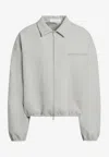 Essentials Light Grey Nylon Track Jacket In Gray