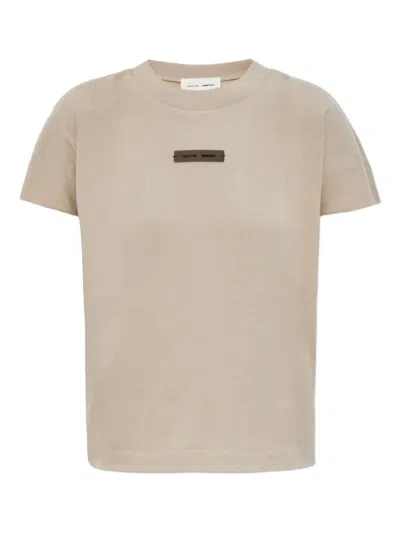 Essentials Logo-plaque Cotton T-shirt In Neutral