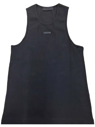 Essentials Logo-plaque Tank Top In Black