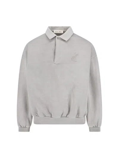 Essentials Logo Polo Shirt In Gray