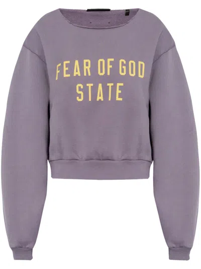 Essentials Logo-print Cotton-fleece Sweatshirt In Purple