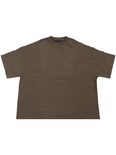 Essentials Logo-print Cotton T-shirt In Brown