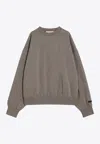 Essentials Grey Fleece Cotton Sweatshirt With Logo In Brown