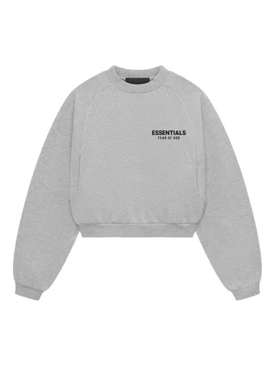 Essentials Logo-print Cropped Sweatshirt In Gray
