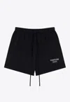 Essentials Logo Print Drawstring Shorts In Black