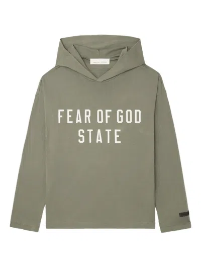 Essentials Logo-print Hooded Top In Gray